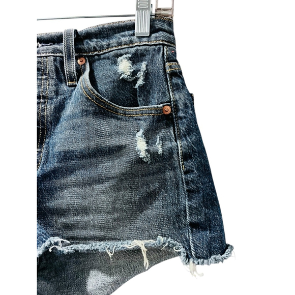 Levi Strauss 501 Cut Off Button Fly Denim Jean Shorts Waist 25" Women's Blue - Picture 3 of 7